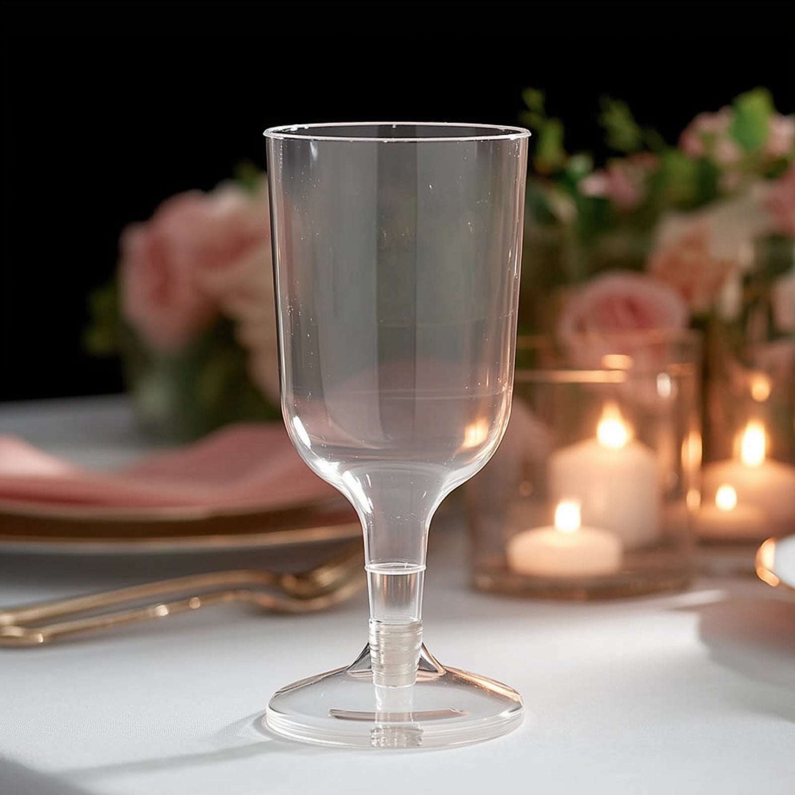 24 Pack Clear Plastic Wine Glasses 6oz Short Stem Disposable Party Cups with Detachable Base - Bell Racket Store