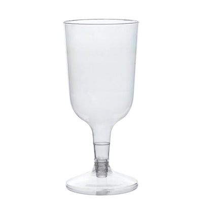 24 Pack Clear Plastic Wine Glasses 6oz Short Stem Disposable Party Cups with Detachable Base - Bell Racket Store