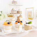 24 - Pack Cupcake Topper Picks Royal Crown Design Glitter Gold - Party Cake Toppers 5" - Bell Racket Store