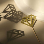 24 - Pack Cupcake Toppers Diamond Ring Design Glitter Gold - Party Cake Picks Engagement Decoration Supplies - Bell Racket Store