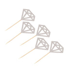 24 - Pack Cupcake Toppers Diamond Ring Design Glitter Silver - Party Cake Picks Engagement Decoration Supplies - Bell Racket Store
