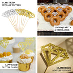 24 - Pack Cupcake Toppers Diamond Ring Design Glitter Silver - Party Cake Picks Engagement Decoration Supplies - Bell Racket Store
