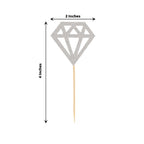 24 - Pack Cupcake Toppers Diamond Ring Design Glitter Silver - Party Cake Picks Engagement Decoration Supplies - Bell Racket Store