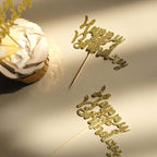 24 - Pack Cupcake Toppers Happy Birthday Design Glitter Gold - Party Cake Picks Decoration Supplies - Bell Racket Store