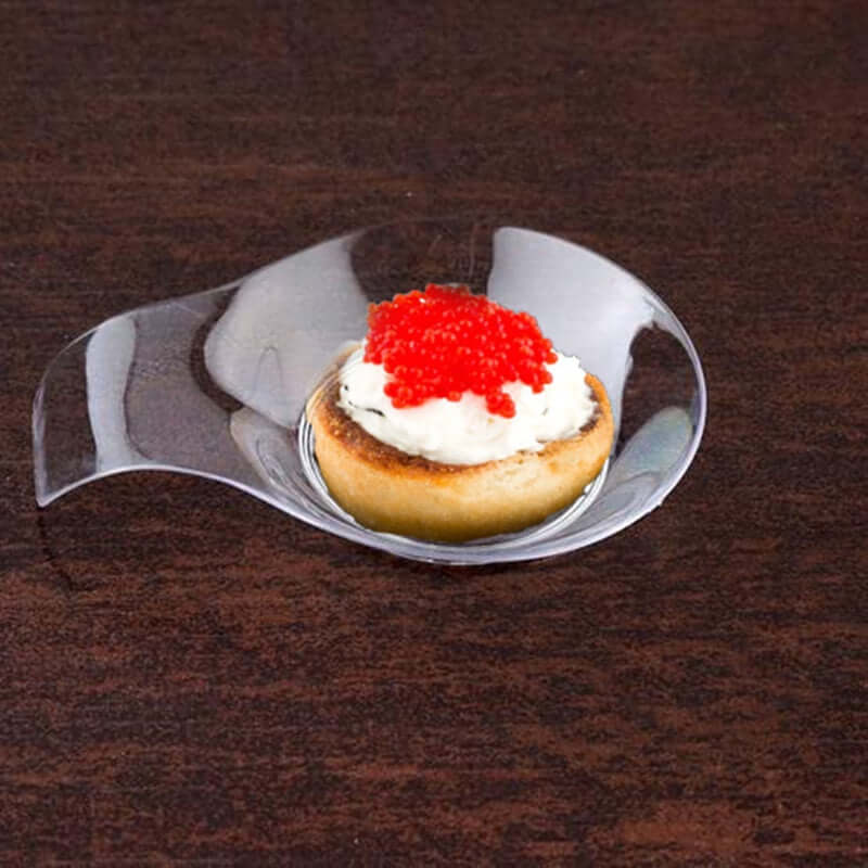 24 - Pack Dessert Plates Round Design with Handle Clear - Plastic Disposable Dipping Bowls 3" - NestOCart