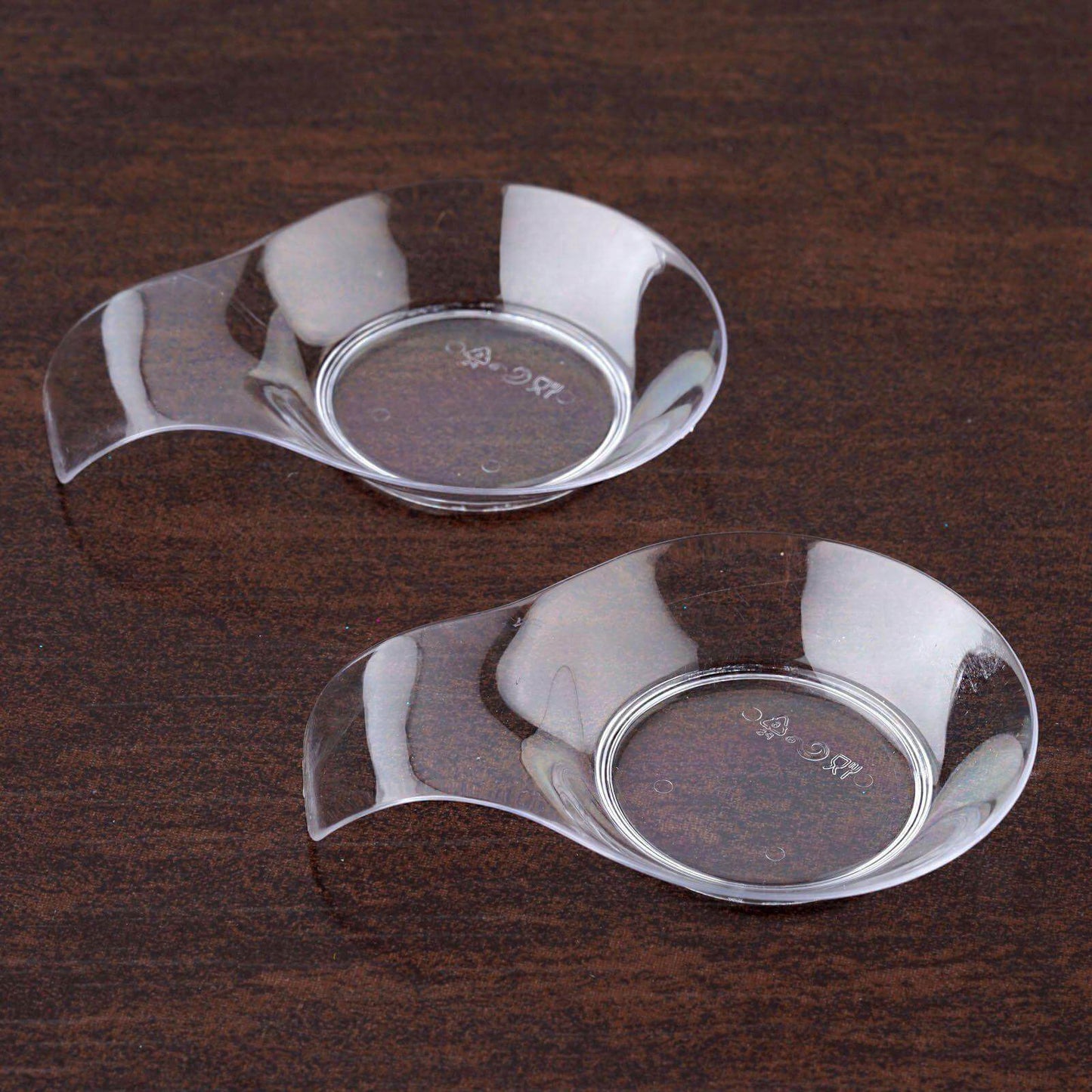 24 - Pack Dessert Plates Round Design with Handle Clear - Plastic Disposable Dipping Bowls 3" - NestOCart