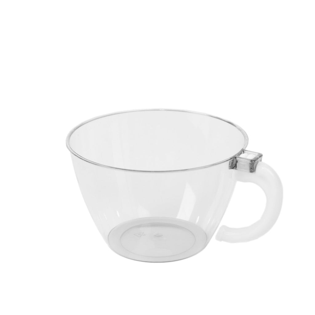 24 - Pack Disposable Plastic Coffee Cups with Handles - 6oz Clear Hard Tea Mugs for Hot Beverages - Bell Racket Store