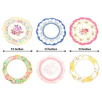 24 - Pack Disposable Table Placemats in Assorted Floral Designs with Scalloped Rim - 400GSM Cardboard Placemats for Tea Party & Garden Themes 13" - Bell Racket Store