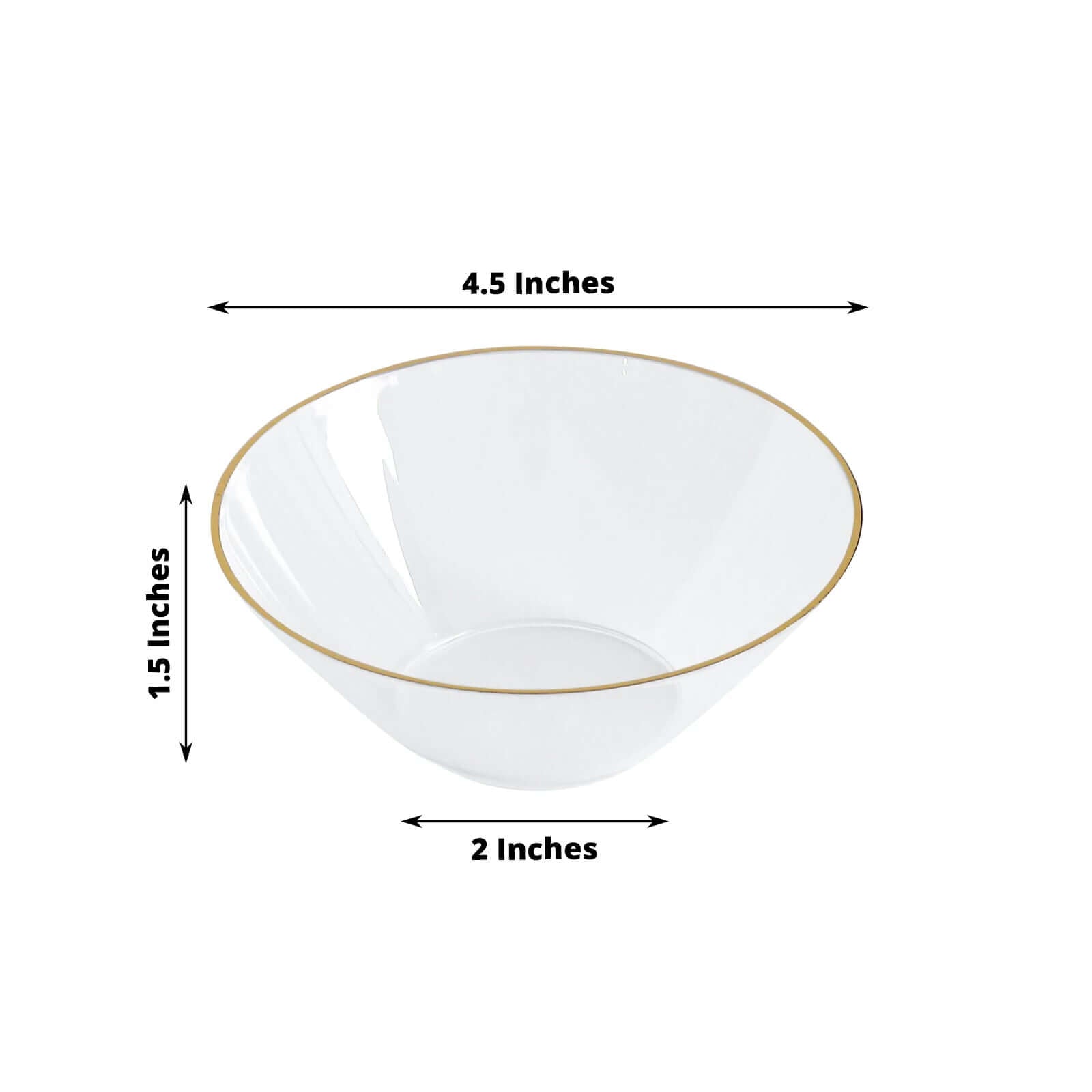 24 - Pack Heavy Duty Plastic Ice Cream Bowls Clear Premium Gold Rim - Perfect for Celebrations 7oz - Bell Racket Store