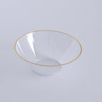 24 - Pack Heavy Duty Plastic Ice Cream Bowls Clear Premium Gold Rim - Perfect for Celebrations 7oz - Bell Racket Store