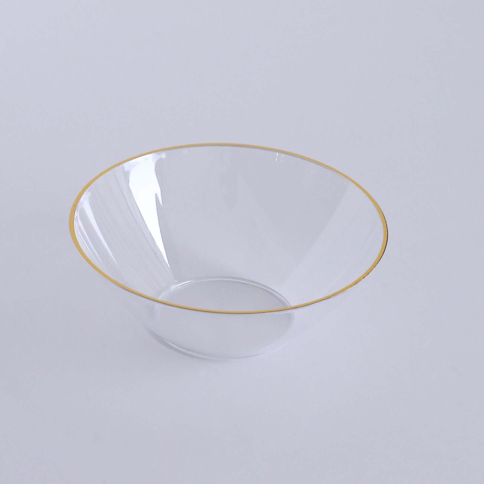 24 - Pack Heavy Duty Plastic Ice Cream Bowls Clear Premium Gold Rim - Perfect for Celebrations 7oz - Bell Racket Store
