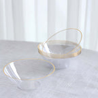 24 - Pack Heavy Duty Plastic Ice Cream Bowls Clear Premium Gold Rim - Perfect for Celebrations 7oz - Bell Racket Store