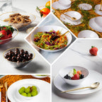 24 - Pack Heavy Duty Plastic Ice Cream Bowls Glossy White Gold Rim Premium - Great for Events 7oz - Bell Racket Store