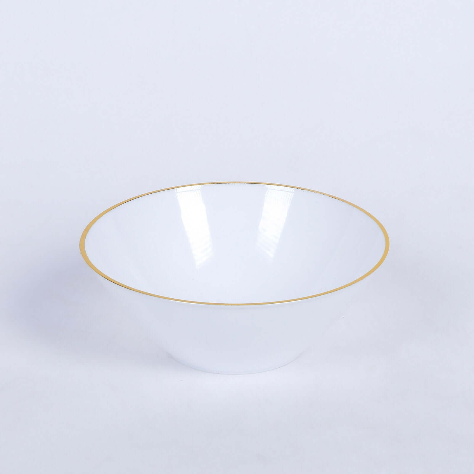 24 - Pack Heavy Duty Plastic Ice Cream Bowls Glossy White Gold Rim Premium - Great for Events 7oz - Bell Racket Store