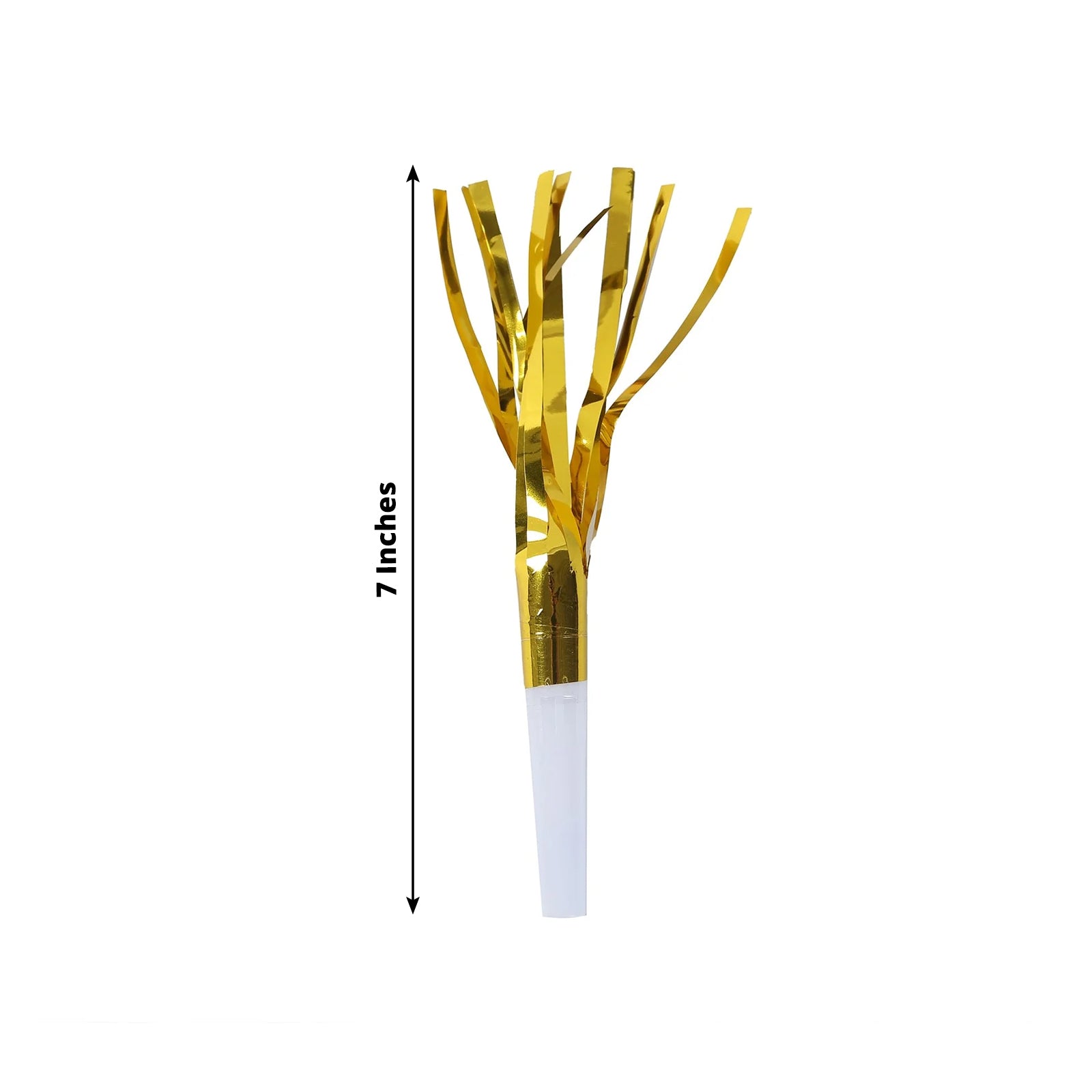 24 Pack Party Horn Noisemakers with Tassels - 7" Gold Metallic Fringed Blowouts for Events and Gatherings - Plastic & Foil Design - Bell Racket Store