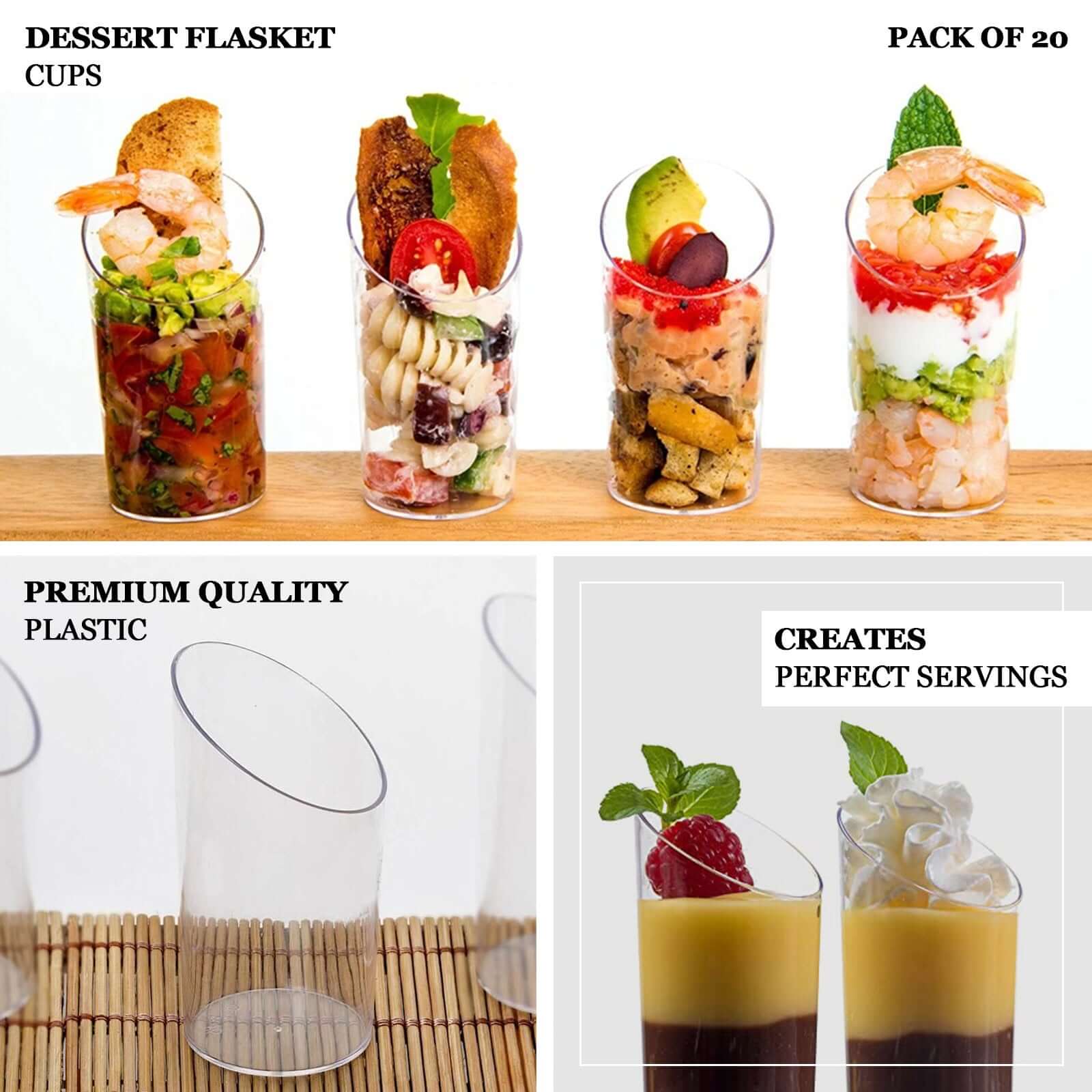 24 - Pack Plastic Appetizer Cups Clear Diminutive Flasket - Lightweight Disposable Cups for Treats 3oz - NestOCart
