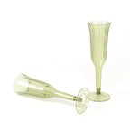 24 - Pack Plastic Champagne Flutes Transparent Dusty Sage Green Flared Design - Lightweight Disposable Toasting Glasses 6oz - Bell Racket Store