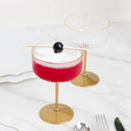 24 - Pack Plastic Cocktail Glasses â€“ 10oz Clear Ribbed Premium Disposable Coupe Champagne Cups with Gold Detachable Stem & Base â€“ Party & Event Drinkware - Bell Racket Store