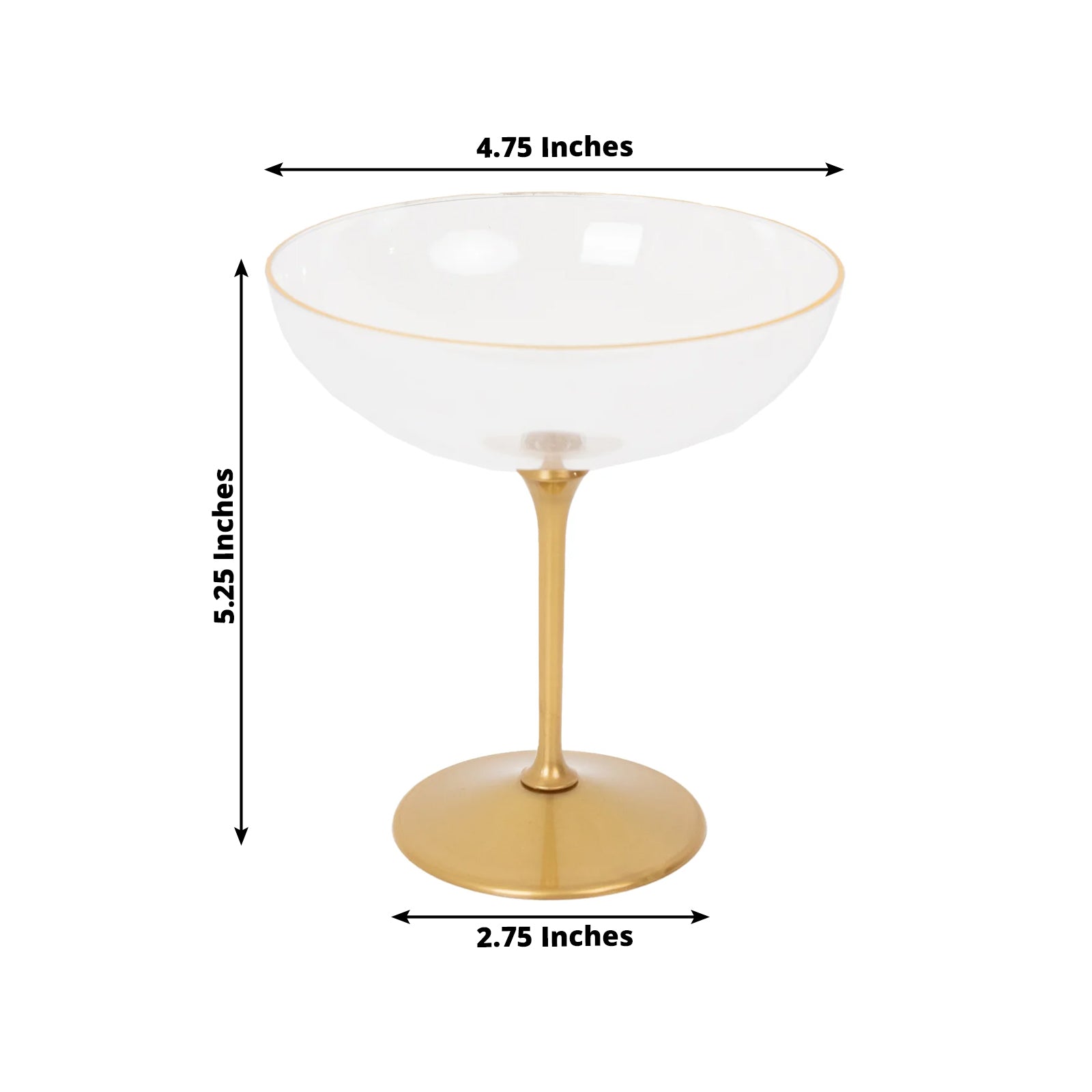 24 - Pack Plastic Cocktail Glasses â€“ 9oz Clear Premium Disposable Coupe Champagne Cups with Gold Detachable Stem & Base â€“ Party & Event Drinkware - Bell Racket Store