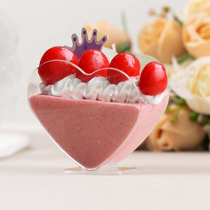 24 - Pack Plastic Dessert Parfait Cups Heart - Shaped Clear with Spoons - Reusable and Disposable 2oz - Bell Racket Store