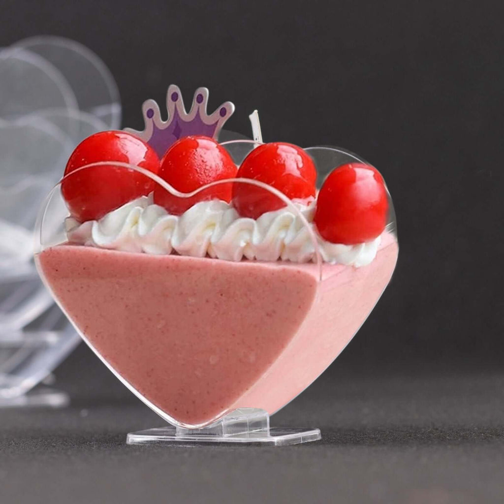 24 - Pack Plastic Dessert Parfait Cups Heart - Shaped Clear with Spoons - Reusable and Disposable 2oz - Bell Racket Store