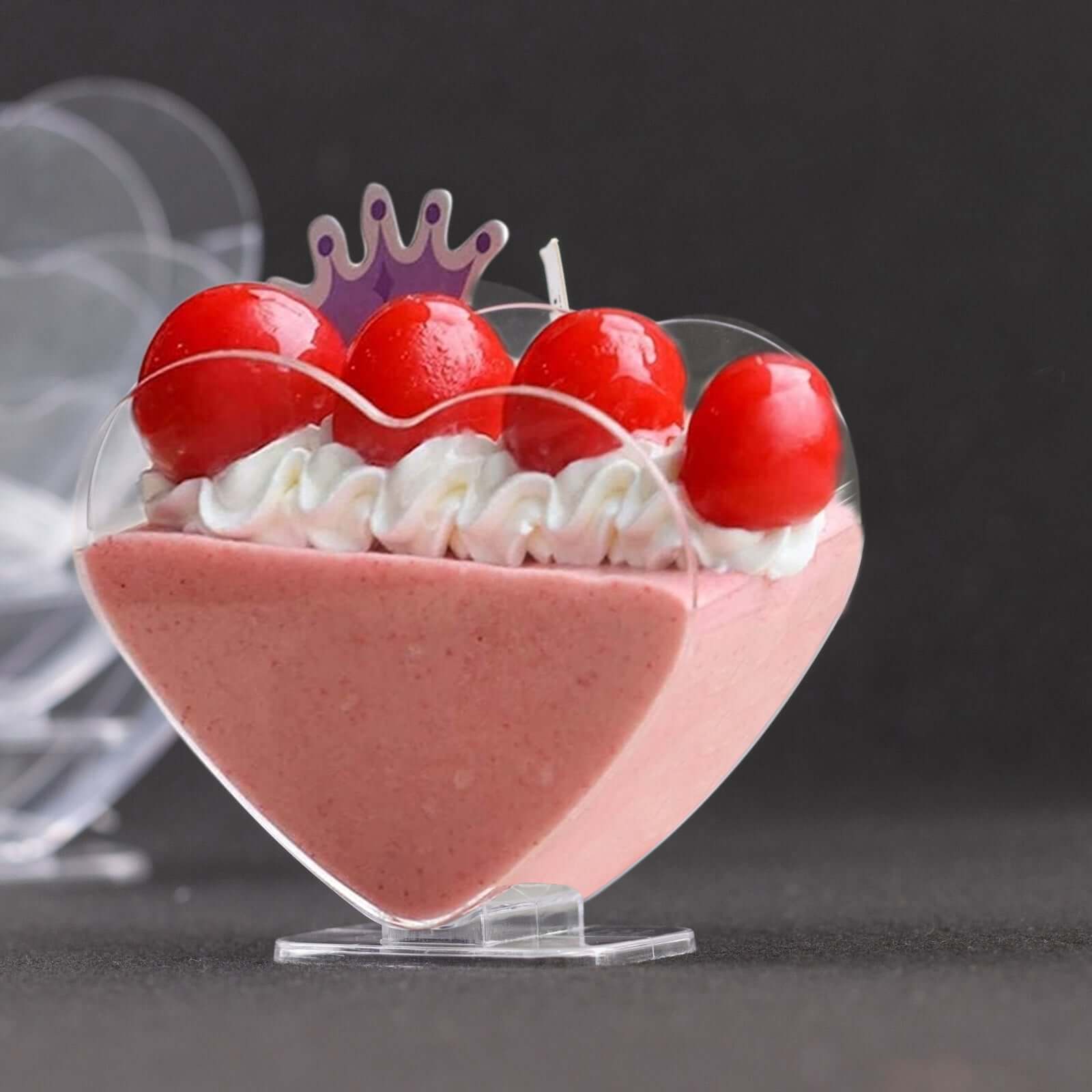 24 - Pack Plastic Dessert Parfait Cups Heart - Shaped Clear with Spoons - Reusable and Disposable 2oz - Bell Racket Store