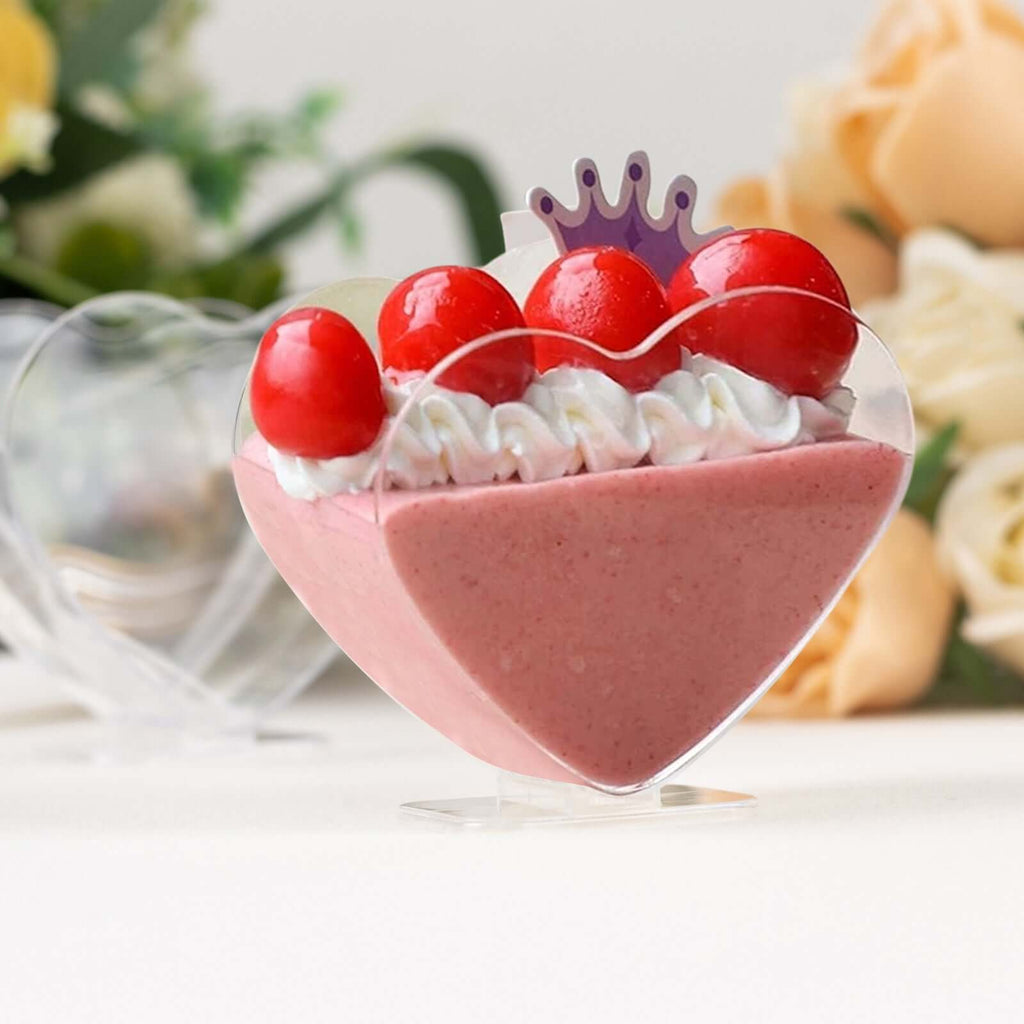 24 - Pack Plastic Dessert Parfait Cups Heart - Shaped Clear with Spoons - Reusable and Disposable 2oz - Bell Racket Store