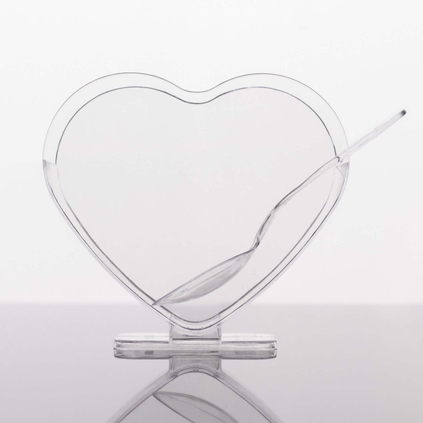24 - Pack Plastic Dessert Parfait Cups Heart - Shaped Clear with Spoons - Reusable and Disposable 2oz - Bell Racket Store