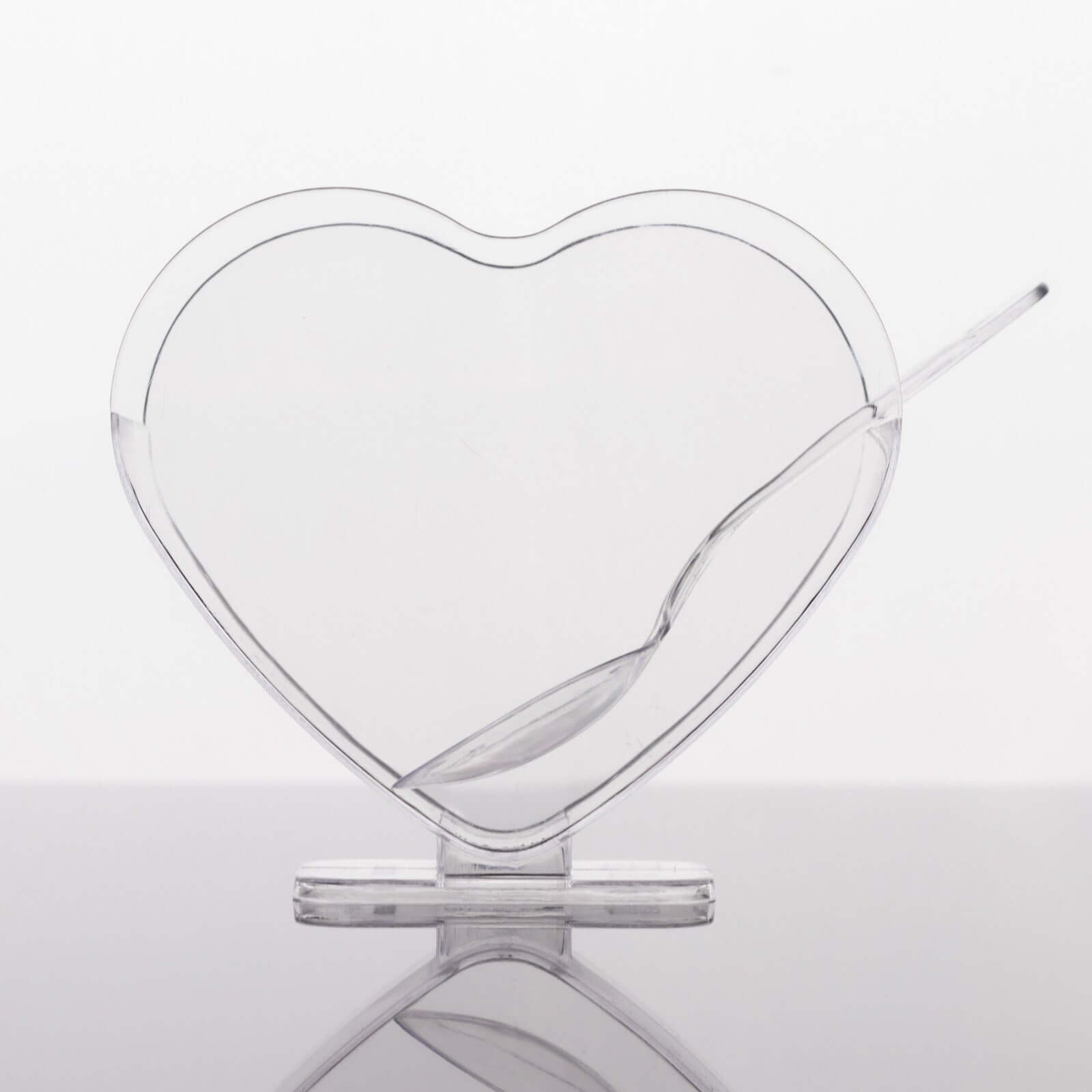 24 - Pack Plastic Dessert Parfait Cups Heart - Shaped Clear with Spoons - Reusable and Disposable 2oz - Bell Racket Store