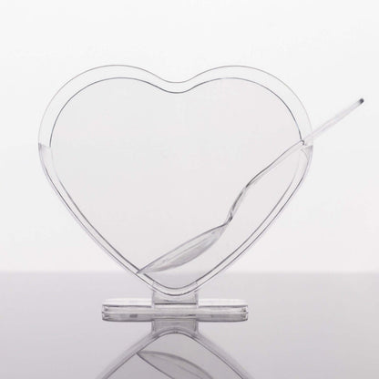 24 - Pack Plastic Dessert Parfait Cups Heart - Shaped Clear with Spoons - Reusable and Disposable 2oz - Bell Racket Store