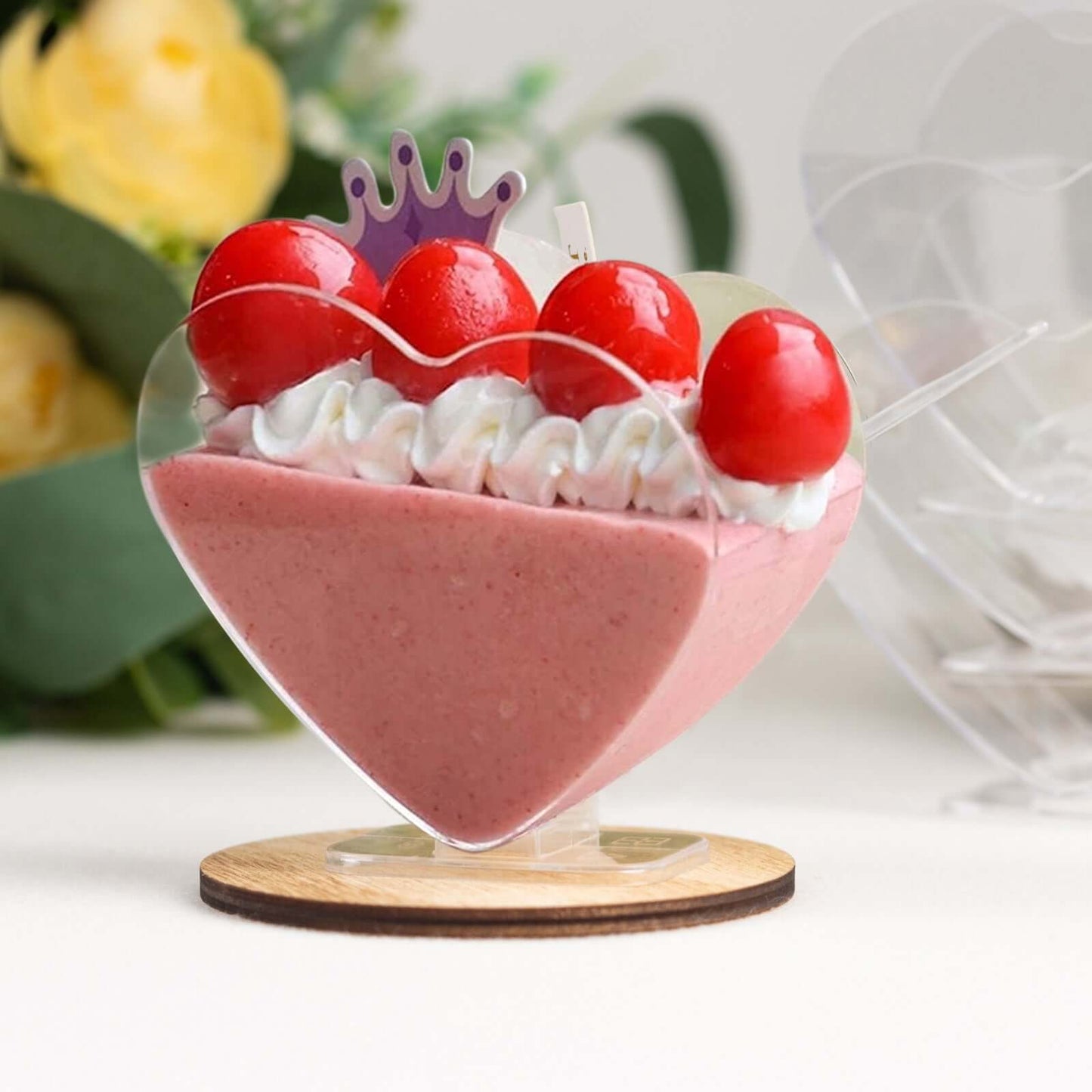 24 - Pack Plastic Dessert Parfait Cups Heart - Shaped Clear with Spoons - Reusable and Disposable 2oz - Bell Racket Store