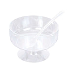 24 - Pack Plastic Footed Dessert Cups Clear with Spoons - Perfect for Parfaits 6oz - Bell Racket Store