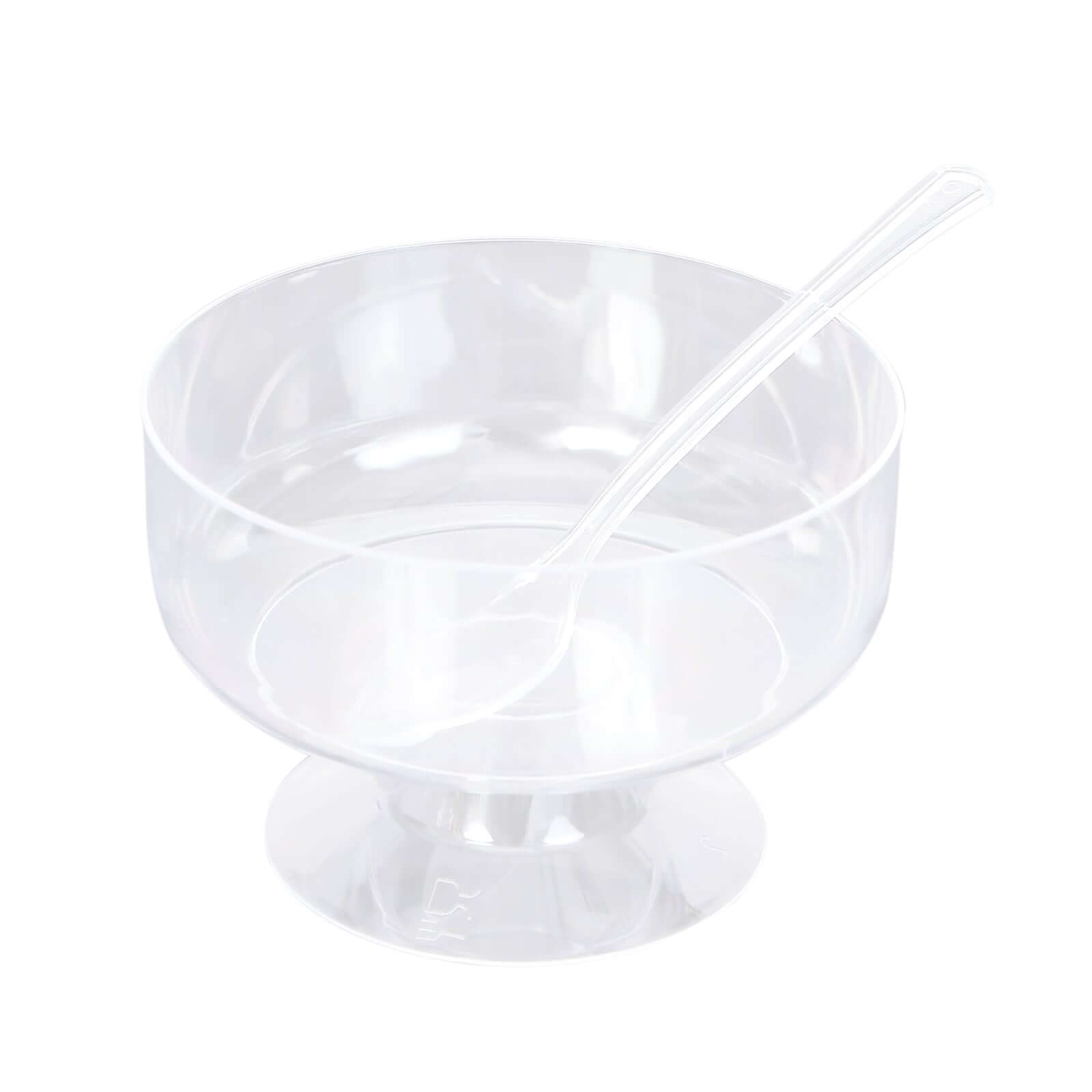 24 - Pack Plastic Footed Dessert Cups Clear with Spoons - Perfect for Parfaits 6oz - Bell Racket Store