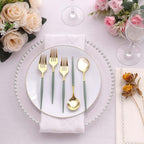 24 - Pack Plastic Fork and Spoon Set Metallic Gold/Dusty Sage Green - Heavy Duty Disposable Modern Utensils 6" - Bell Racket Store