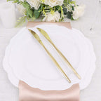 24 - Pack Plastic Knives Glossy Gold - Premium Heavy Duty Disposable Flatware Cutlery 8" - Bell Racket Store