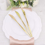 24 - Pack Plastic Knives Glossy Gold - Premium Heavy Duty Disposable Flatware Cutlery 8" - Bell Racket Store