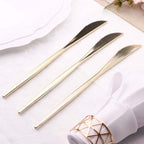 24 - Pack Plastic Knives Glossy Gold - Premium Heavy Duty Disposable Flatware Cutlery 8" - Bell Racket Store
