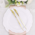 24 - Pack Plastic Knives Glossy Gold - Premium Heavy Duty Disposable Flatware Cutlery 8" - Bell Racket Store