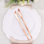 24 - Pack Plastic Knives Glossy Rose Gold - Premium Heavy Duty Disposable Flatware Cutlery 8" - Bell Racket Store