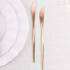 24 - Pack Plastic Knives Glossy Rose Gold - Premium Heavy Duty Disposable Flatware Cutlery 8" - Bell Racket Store