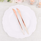 24 - Pack Plastic Knives Glossy Rose Gold - Premium Heavy Duty Disposable Flatware Cutlery 8" - Bell Racket Store