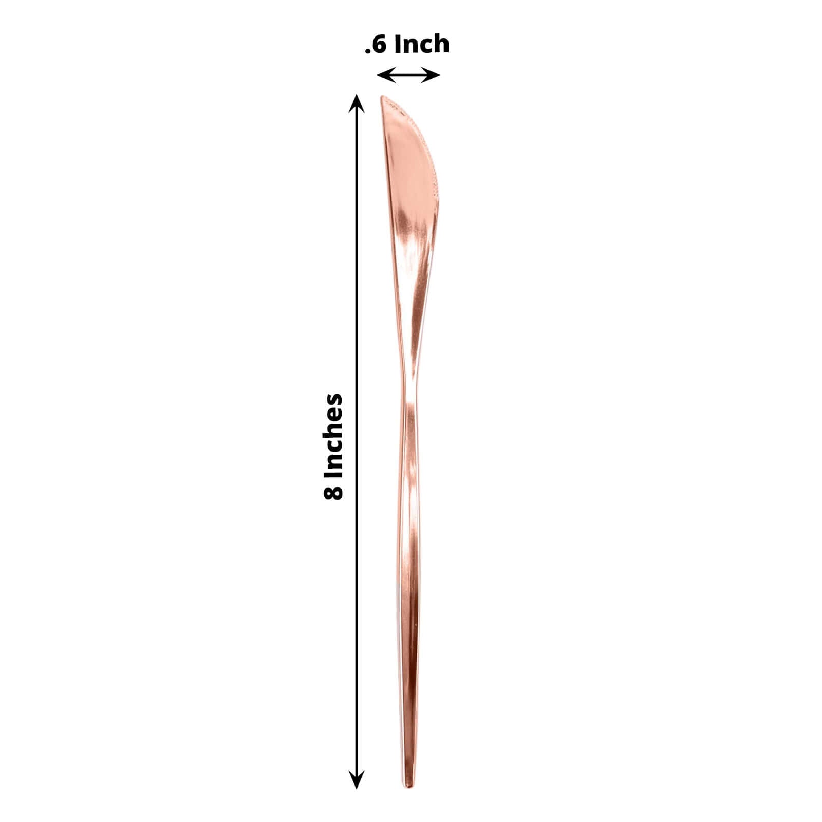 24 - Pack Plastic Knives Glossy Rose Gold - Premium Heavy Duty Disposable Flatware Cutlery 8" - Bell Racket Store