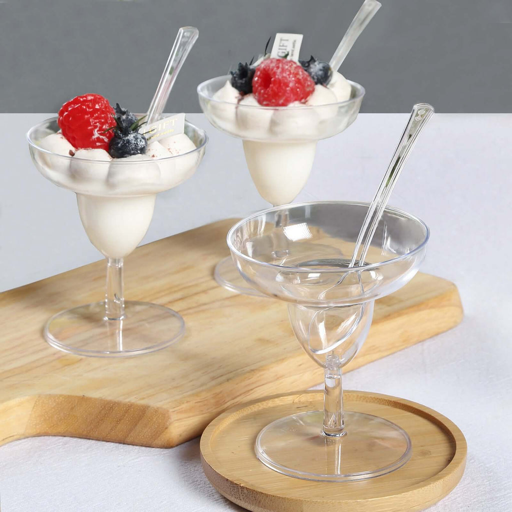 24 - Pack Plastic Margarita Glasses Mini Clear with Spoons - Great for Appetizers 2oz - Bell Racket Store