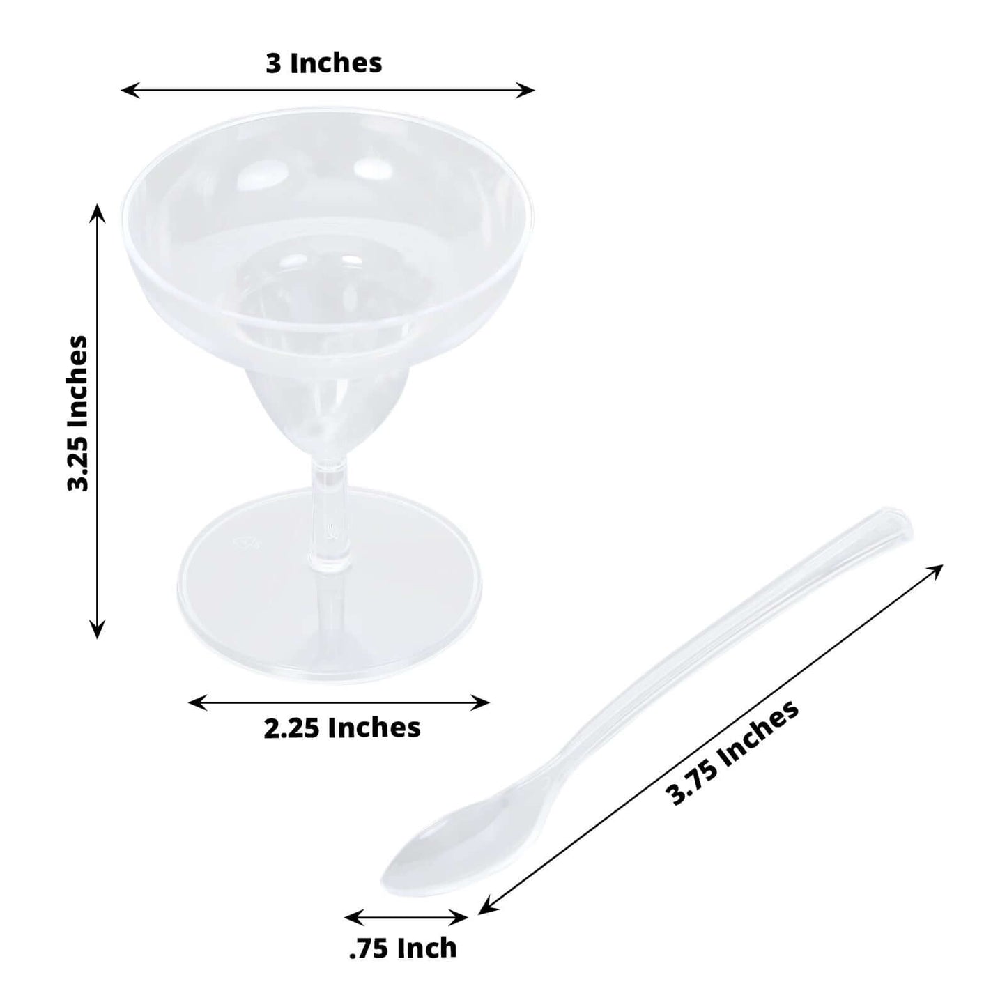 24 - Pack Plastic Margarita Glasses Mini Clear with Spoons - Great for Appetizers 2oz - Bell Racket Store