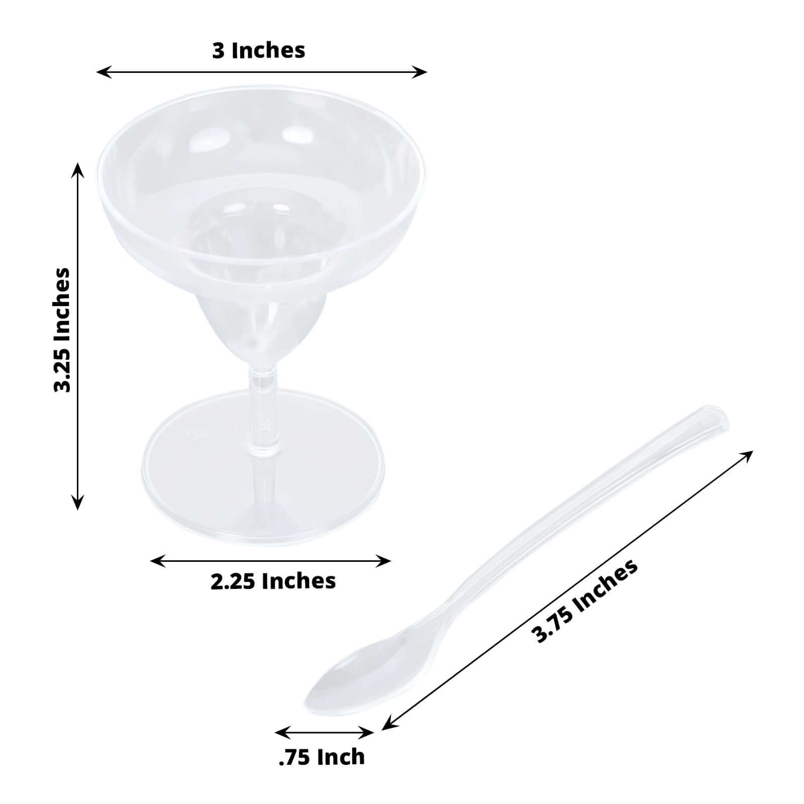 24 - Pack Plastic Margarita Glasses Mini Clear with Spoons - Great for Appetizers 2oz - Bell Racket Store