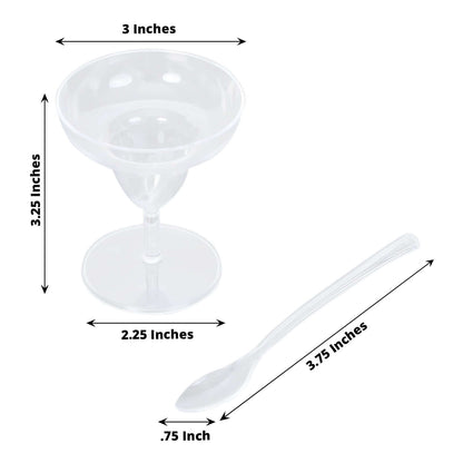24 - Pack Plastic Margarita Glasses Mini Clear with Spoons - Great for Appetizers 2oz - Bell Racket Store