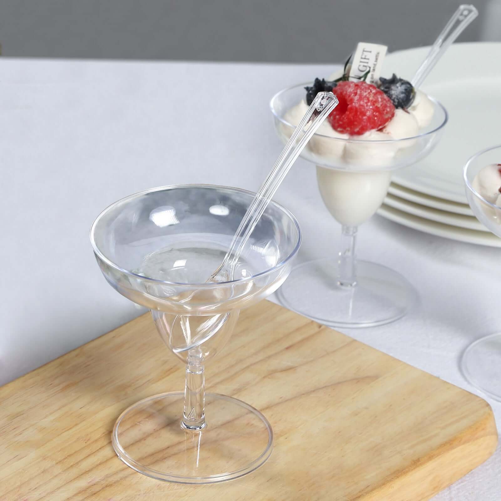 24 - Pack Plastic Margarita Glasses Mini Clear with Spoons - Great for Appetizers 2oz - Bell Racket Store