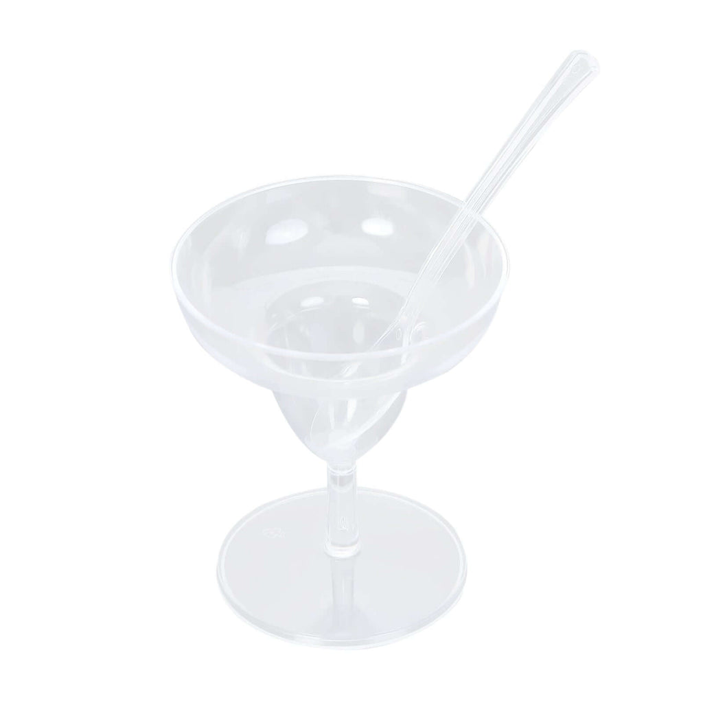 24 - Pack Plastic Margarita Glasses Mini Clear with Spoons - Great for Appetizers 2oz - Bell Racket Store