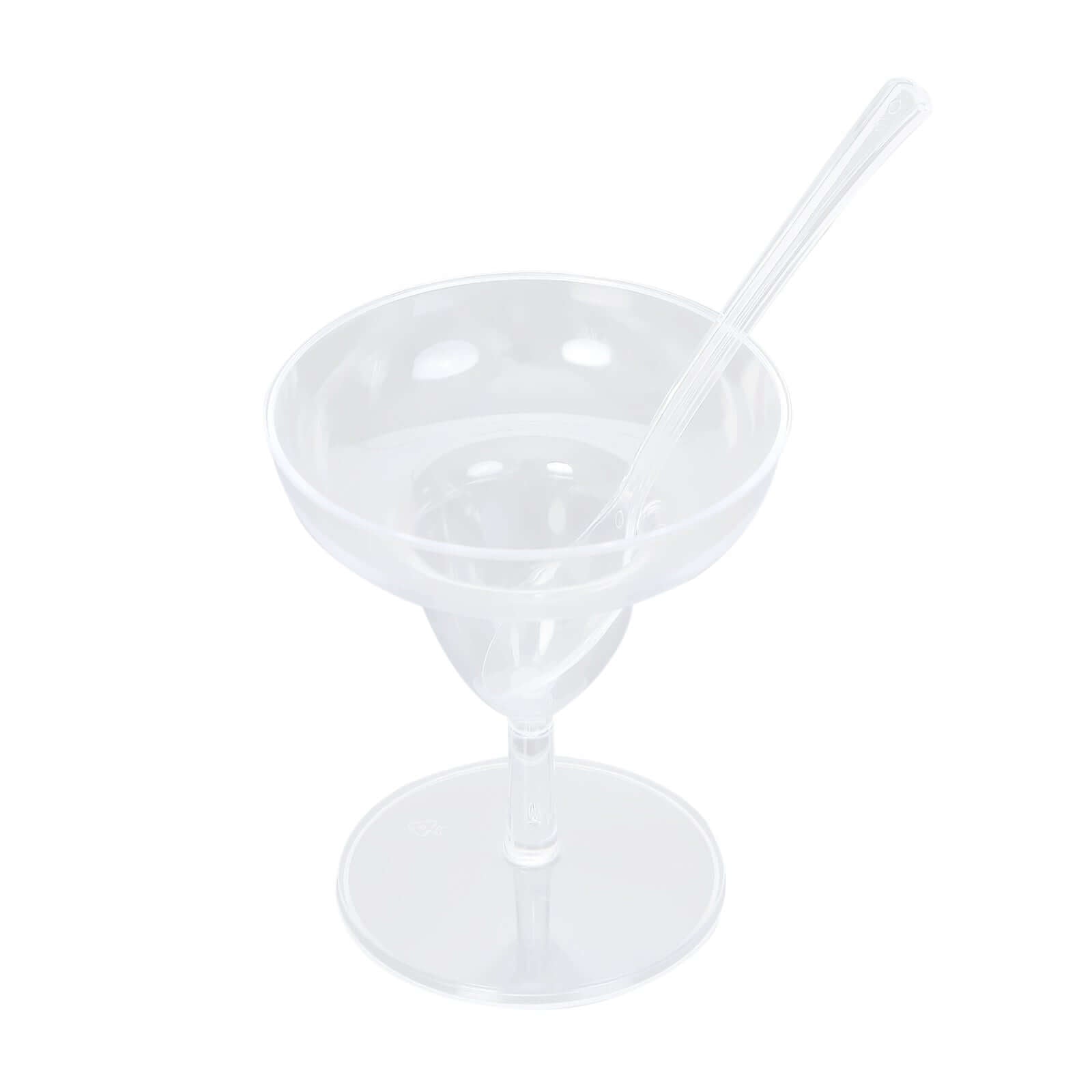 24 - Pack Plastic Margarita Glasses Mini Clear with Spoons - Great for Appetizers 2oz - Bell Racket Store