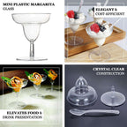 24 - Pack Plastic Margarita Glasses Mini Clear with Spoons - Great for Appetizers 2oz - Bell Racket Store